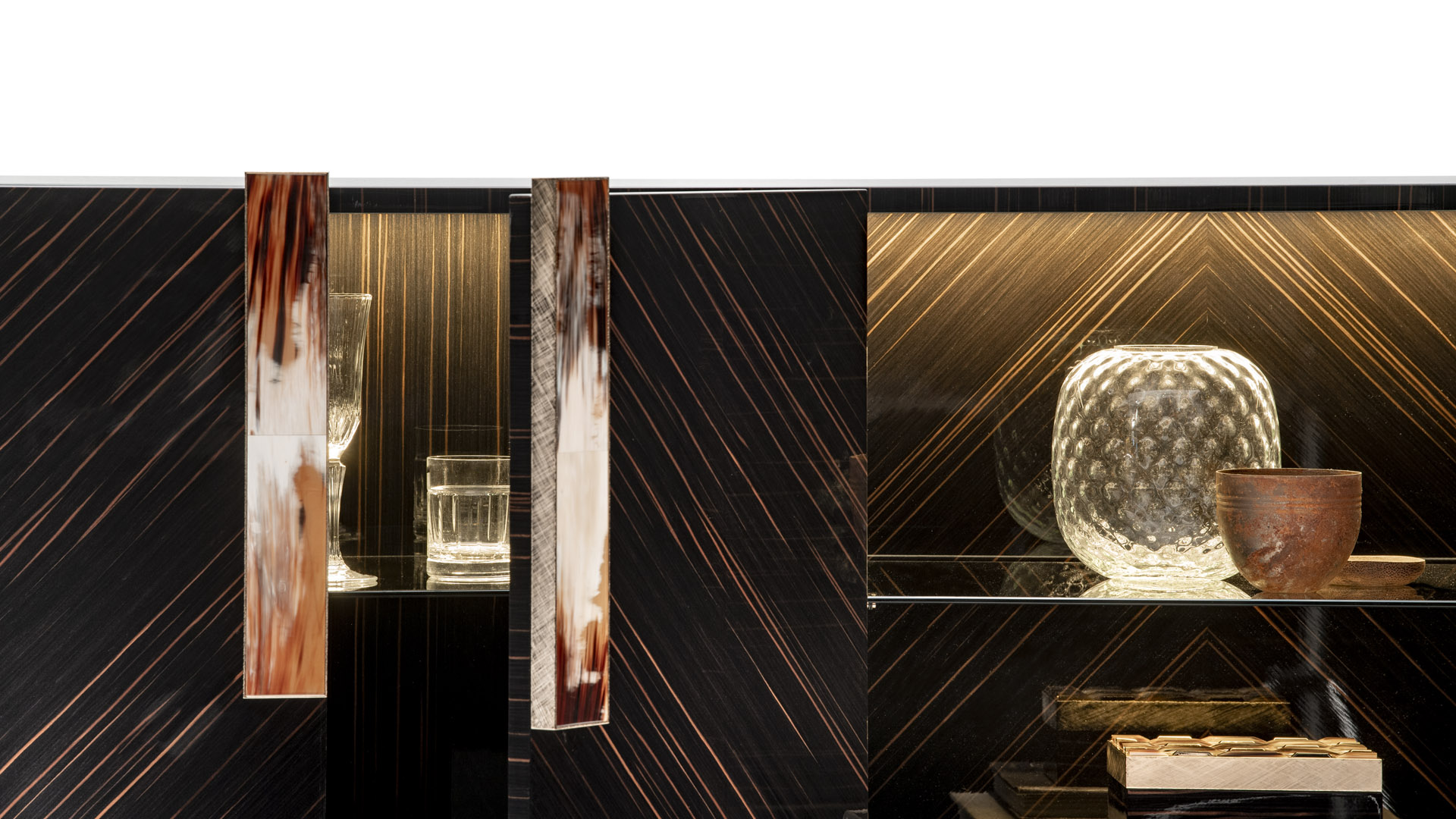 Cabinets and bookcases - Argo cabinet in horn and glossy ebony - detail - Arcahorn