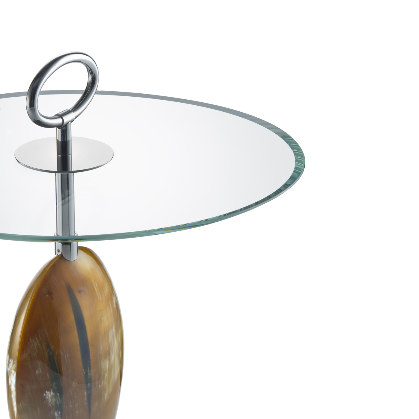 Tables and console tables &ndash; Macari side table in horn with top in extraclear glass 1870 - detail - Arcahorn