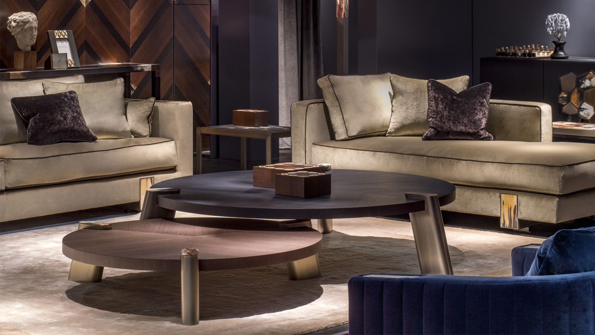 Tables and console tables &ndash; Pompei coffee tables in horn and oak veneer - ambiance picture - Arcahorn